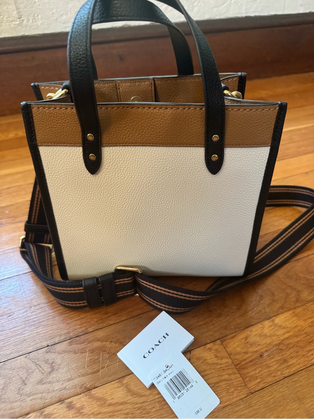 Coach Field Chalk/Brass In Colorblock Leather With Coach Badge - Picture 8 of 11